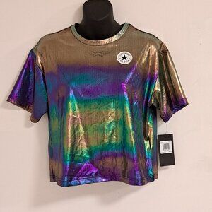Converse Kids All Over Foil Tie Knit Tee Multi Color - NWT Girls Size La…